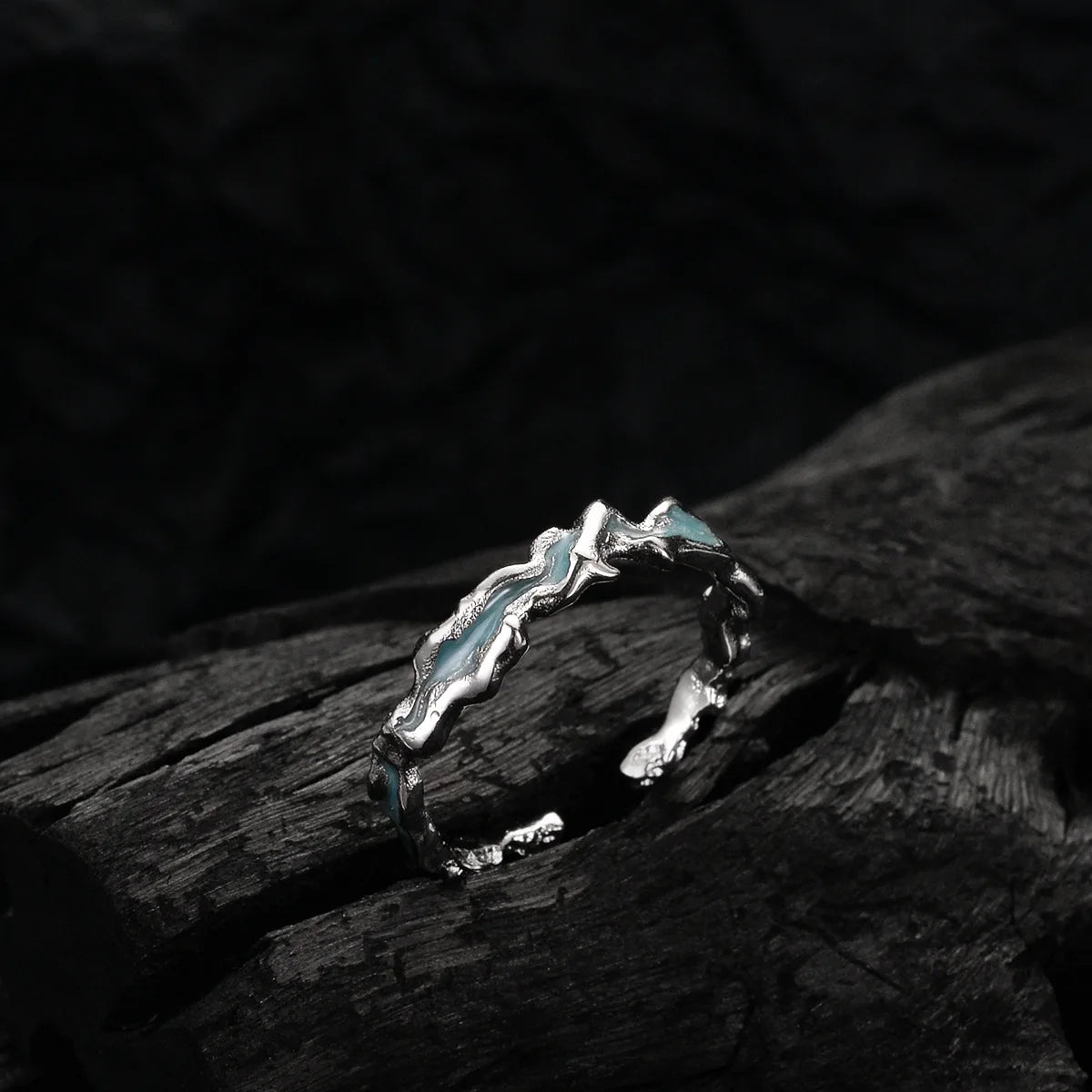 Bague irrégulière en émail menthe R1176