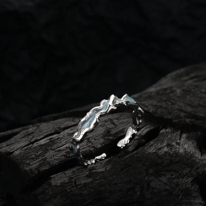 Bague irrégulière en émail menthe R1176