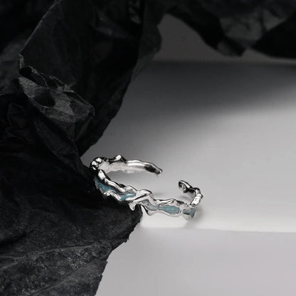 Bague irrégulière en émail menthe R1176
