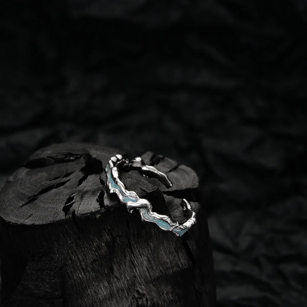 Bague irrégulière en émail menthe R1176