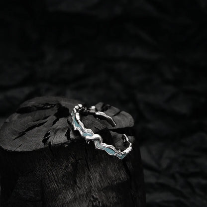 Bague irrégulière en émail menthe R1176
