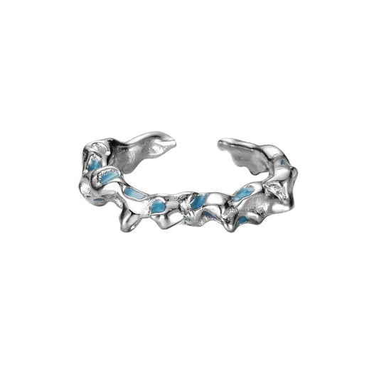 Bague irrégulière en émail bleu R1162