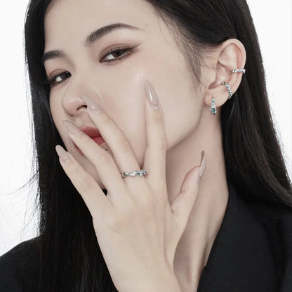 Bague irrégulière en émail bleu R1162