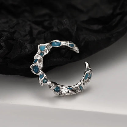 Bague irrégulière en émail bleu R1162