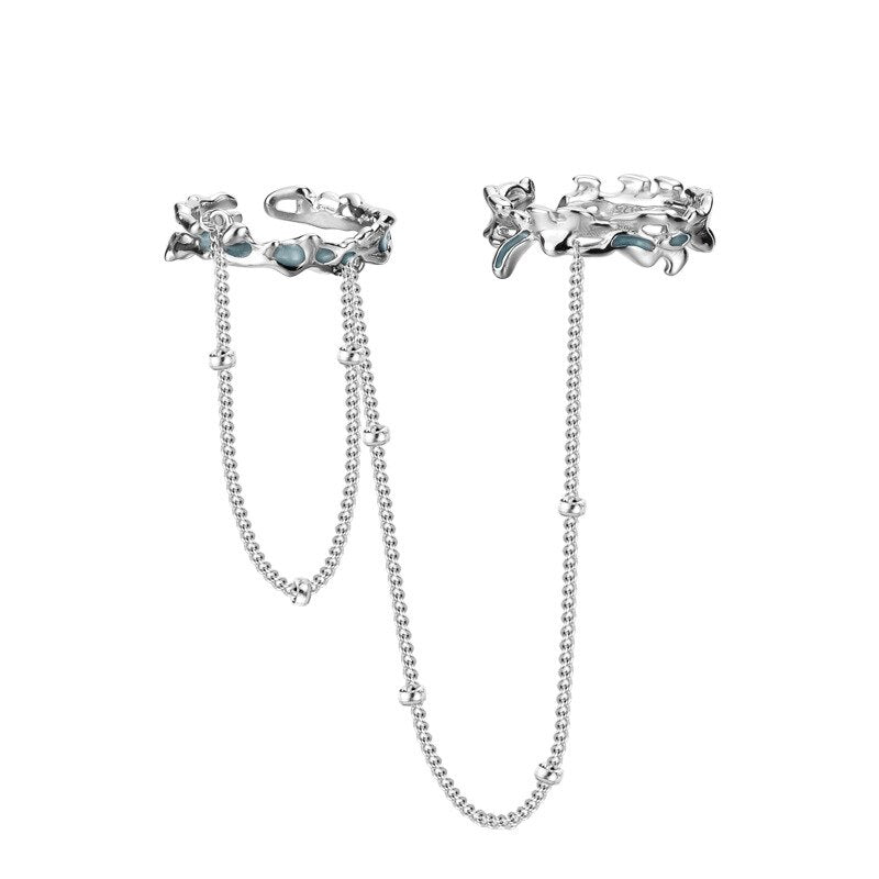 Bague enchaînée à pampilles florales en émail R1192