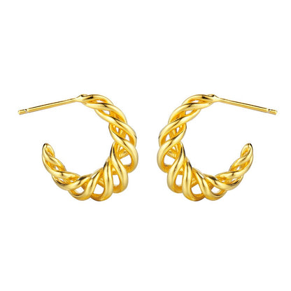 Boucles d'oreilles créoles en filigrane tressé E1032