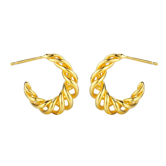 Boucles d'oreilles créoles en filigrane tressé E1032