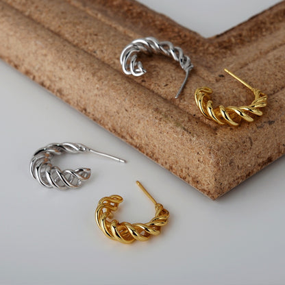 Boucles d'oreilles créoles en filigrane tressé E1032