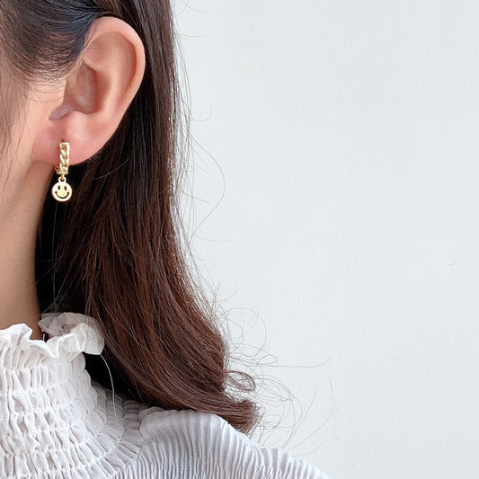 Boucles d'oreilles créoles chaîne Smiley E1046