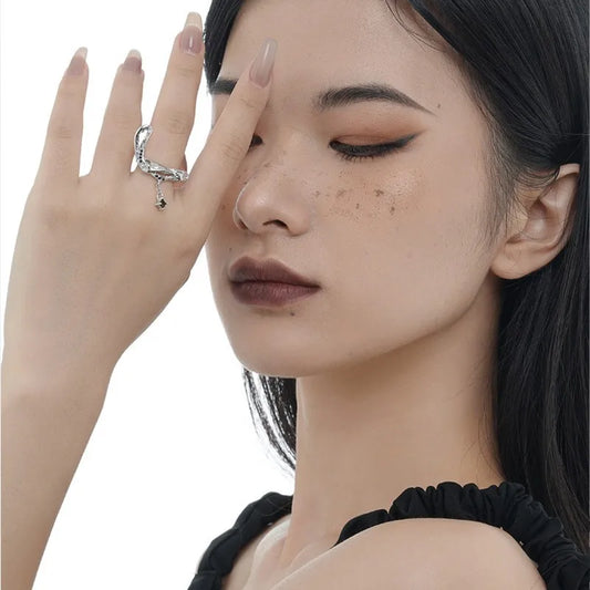 Bague irrégulière en forme de goutte enchaînée R1170