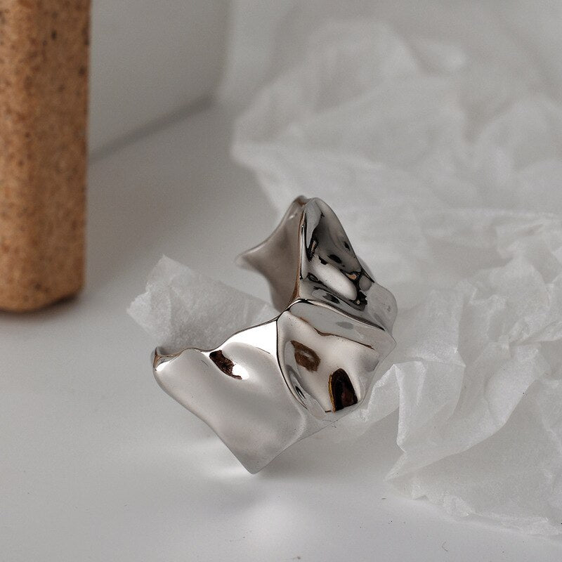 Bague à motif de papier d'aluminium émietté R1042