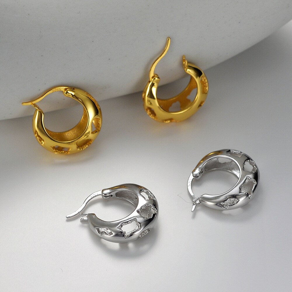 Boucles D'oreilles Clip Créoles Découpées E1036 1 Pièce