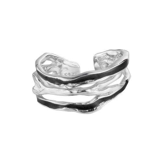 Bague irrégulière large en bande d'émail R1242