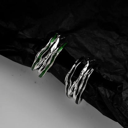 Bague irrégulière large en bande d'émail R1242