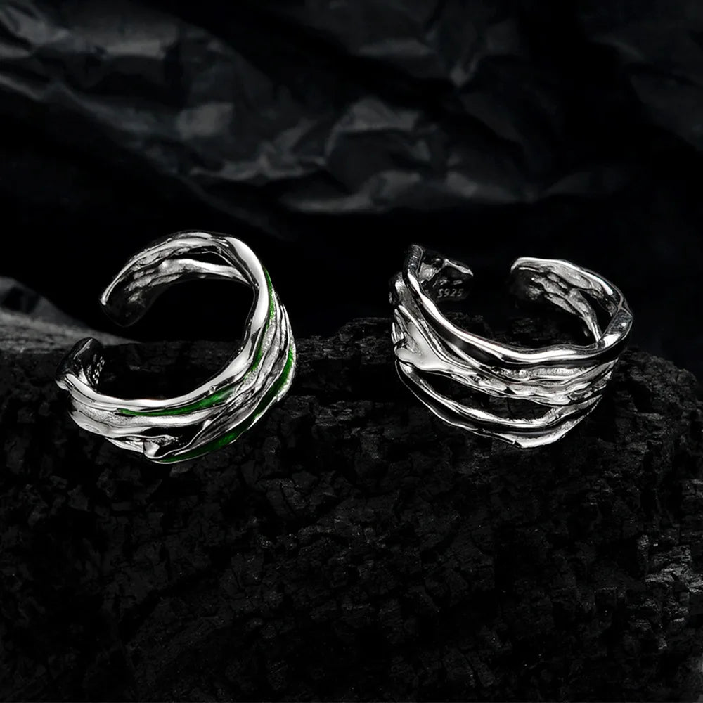 Bague irrégulière large en bande d'émail R1242