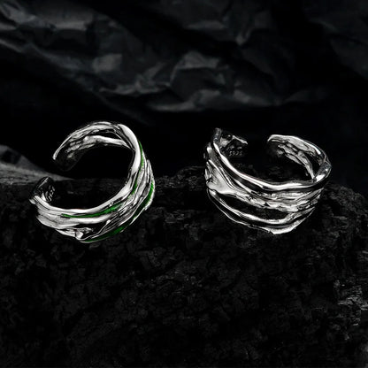 Bague irrégulière large en bande d'émail R1242