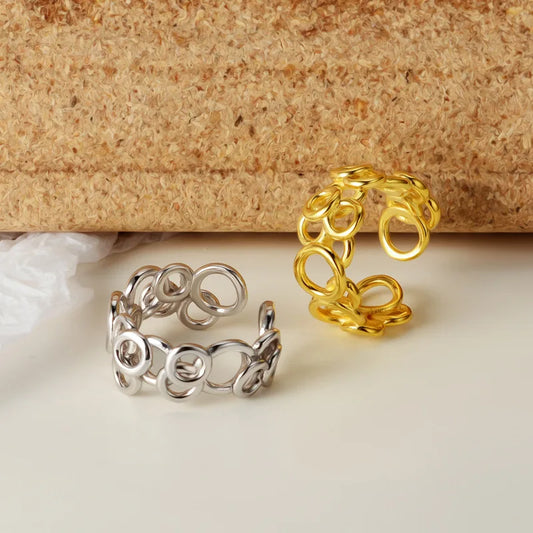 Bague Solide Maillons Géométriques R1149