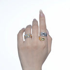 Anneau ouvert enveloppé bicolore R1032