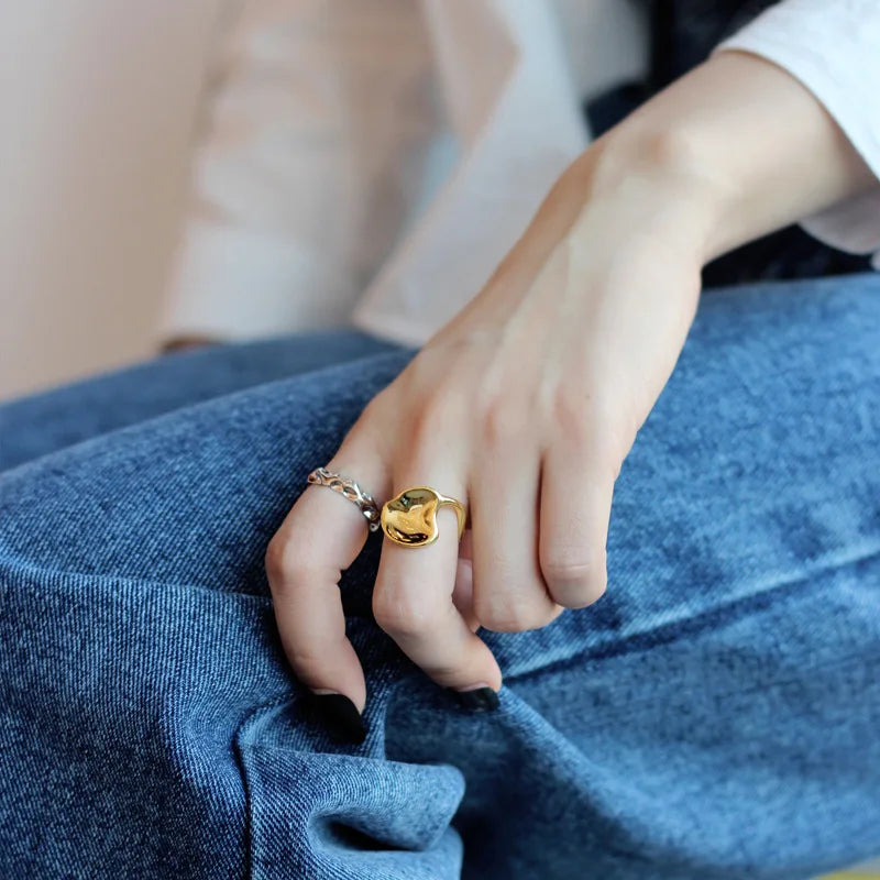 Bague à disque épais impressionniste R1136