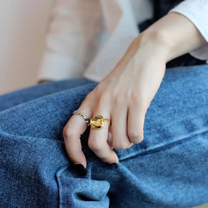Bague à disque épais impressionniste R1136