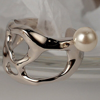 Bague perle découpée impressionniste R1020