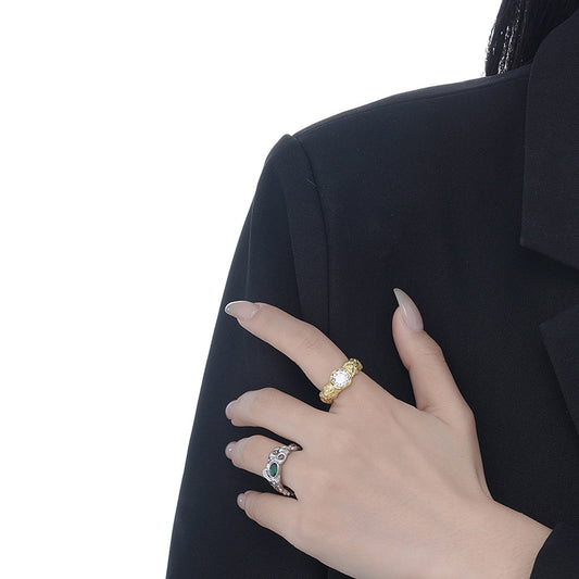 Bague texturée avec accents CZ R1015