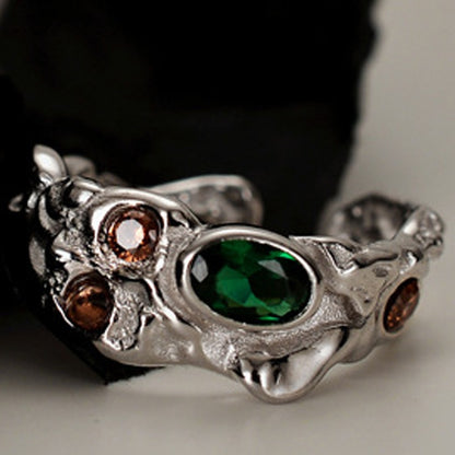 Bague texturée avec accents CZ R1015