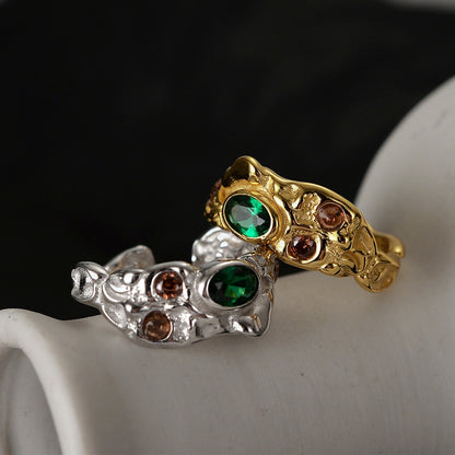 Bague texturée avec accents CZ R1015
