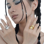 Bague large mate impressionniste R1073
