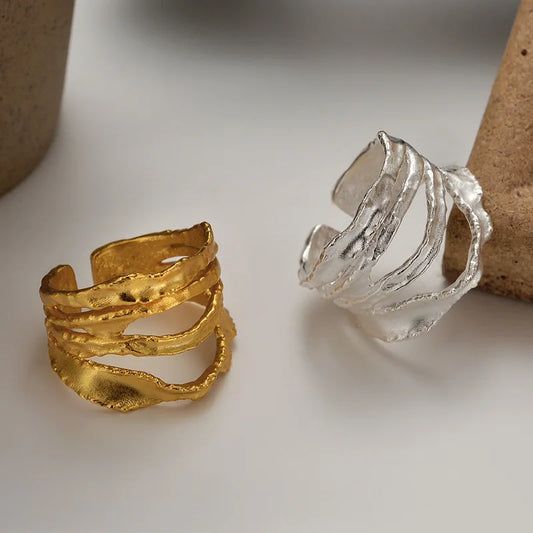 Bague faite à la main avec bandes impressionnistes R167
