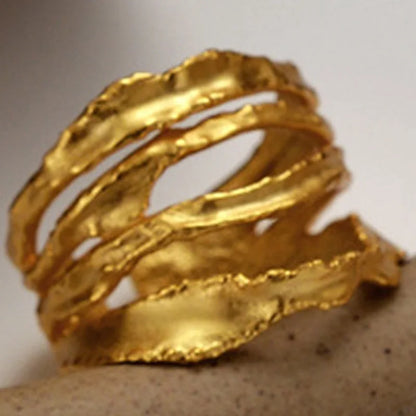 Bague faite à la main avec bandes impressionnistes R167