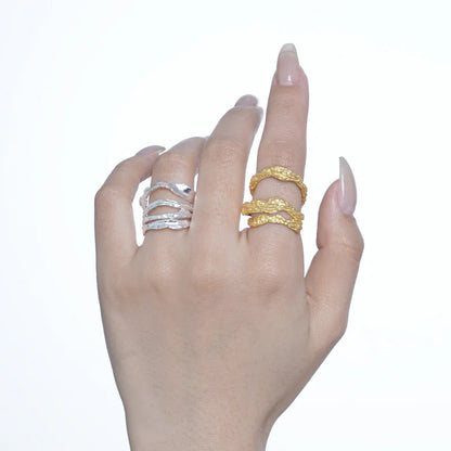 Bague faite à la main avec bandes impressionnistes R167