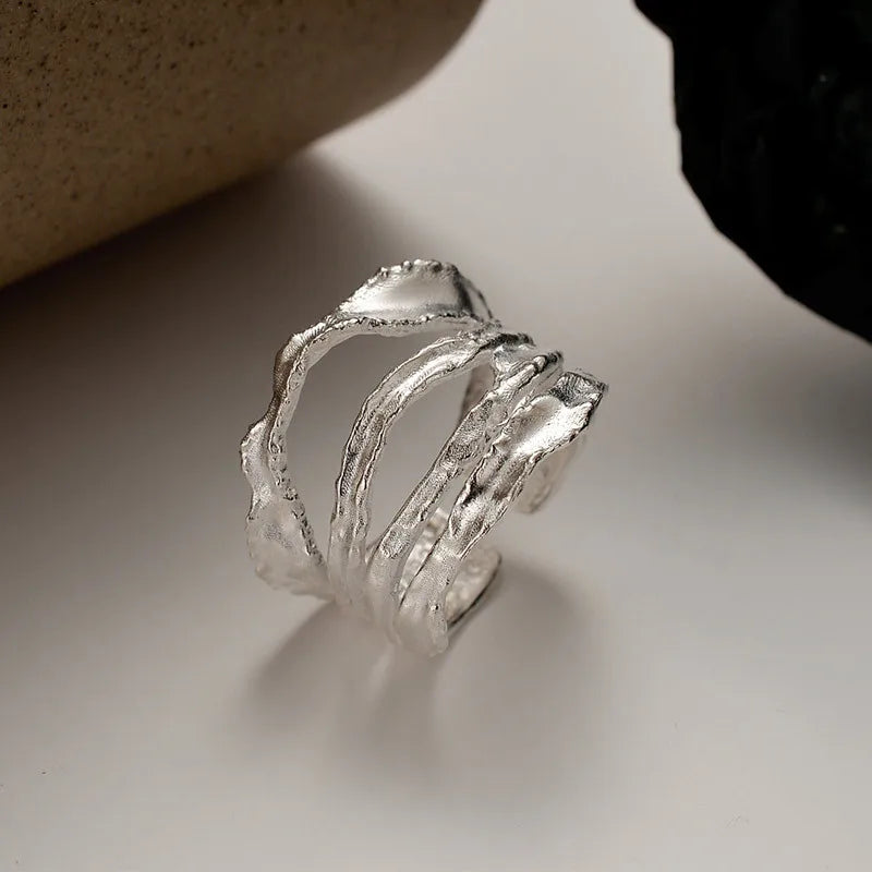 Bague faite à la main avec bandes impressionnistes R167