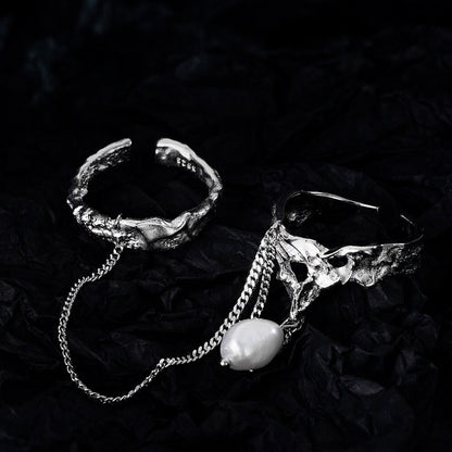 Bague à motif extraterrestre en perles enchaînées R1266