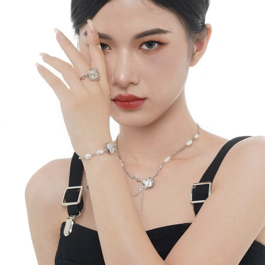 Bague perle baroque chic français R1226