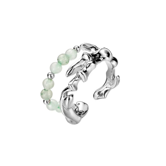Bague irrégulière en perles de jade R1171