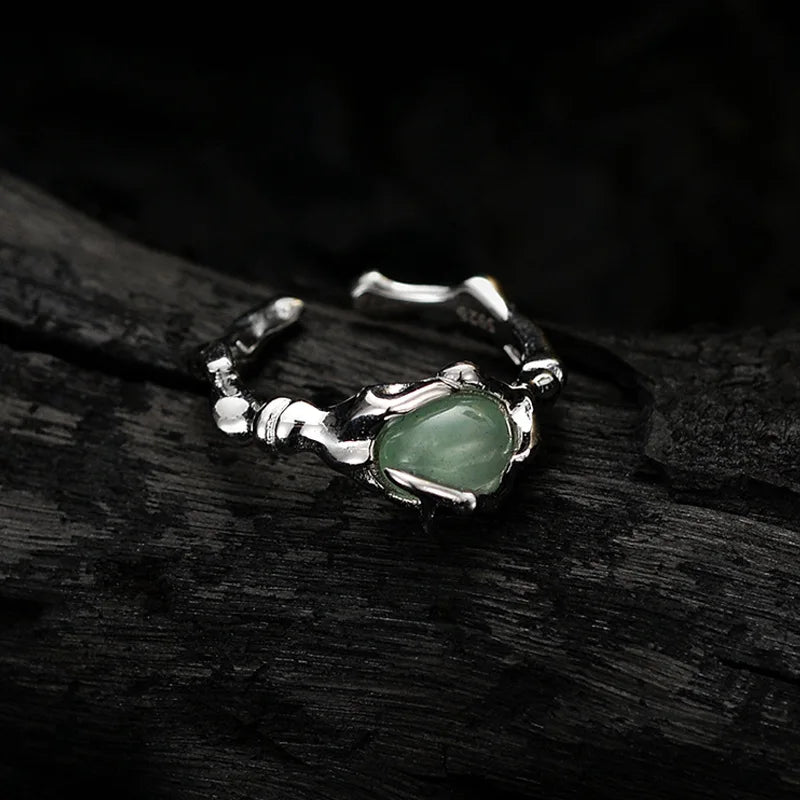Bague de fête irrégulière en jade R1187