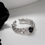 Bague texturée extraterrestre CZ noire R1234