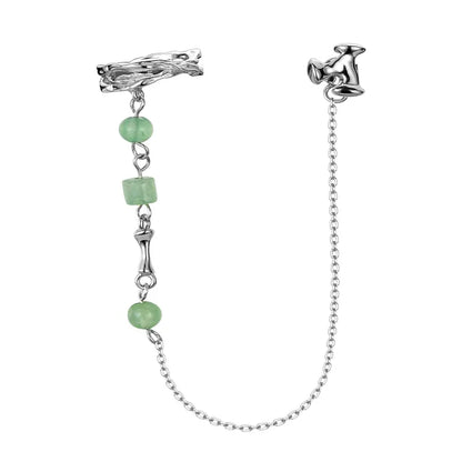Manchette d'oreille en jade à longue chaîne E1152, 1 pièce