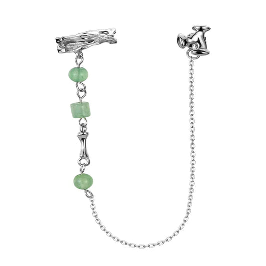 Manchette d'oreille en jade à longue chaîne E1152, 1 pièce