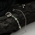 Manchette d'oreille en jade à longue chaîne E1152, 1 pièce