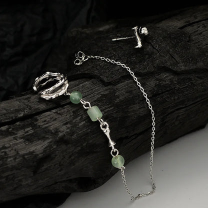Manchette d'oreille en jade à longue chaîne E1152, 1 pièce
