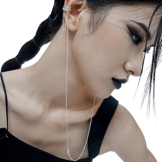 Boucle d'oreille créoles à longue chaîne E1173