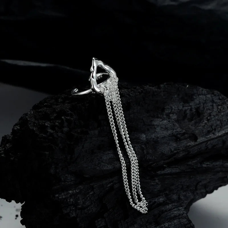 Poignets d'Oreilles en Forme de Coeur avec Chaîne à Pampilles E1139, 1 Pièce
