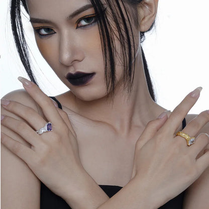 Bague CZ à texture mate R1251