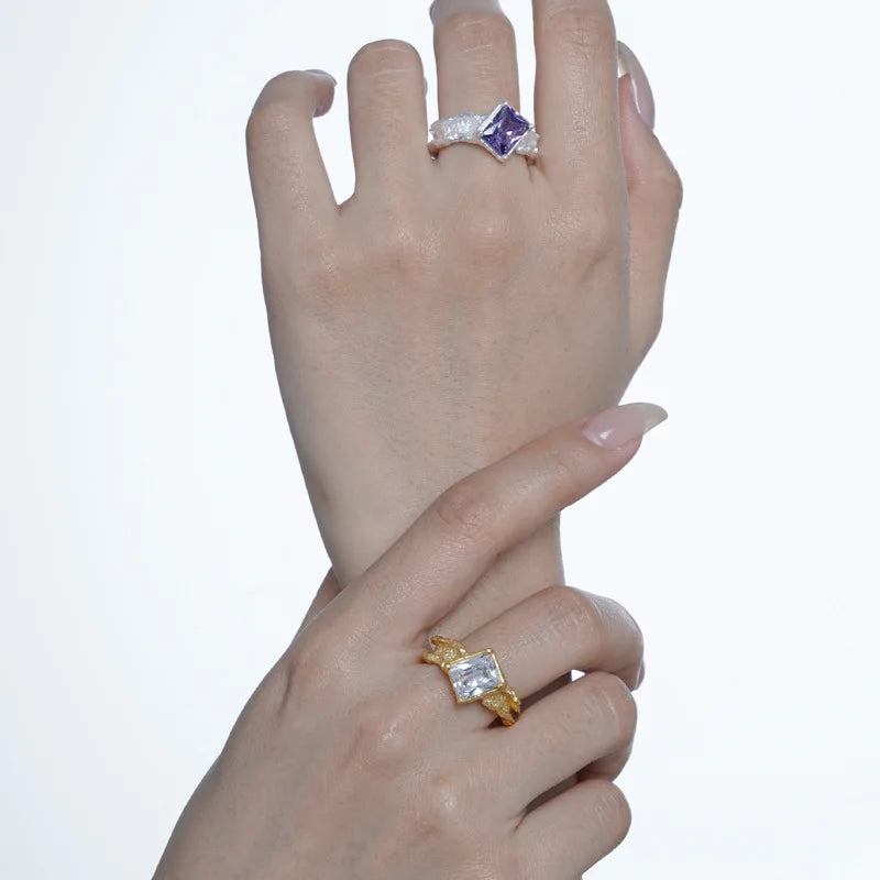 Bague CZ à texture mate R1251