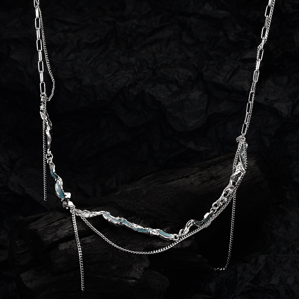 Collier irrégulier en émail texturé N1017