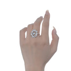 Bague fleur abstraite pierre de lune R1243