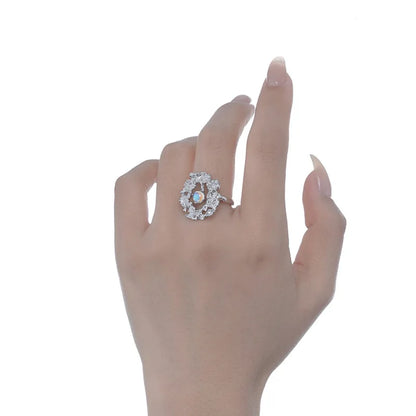 Bague fleur abstraite pierre de lune R1243