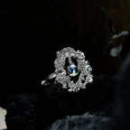 Bague fleur abstraite pierre de lune R1243